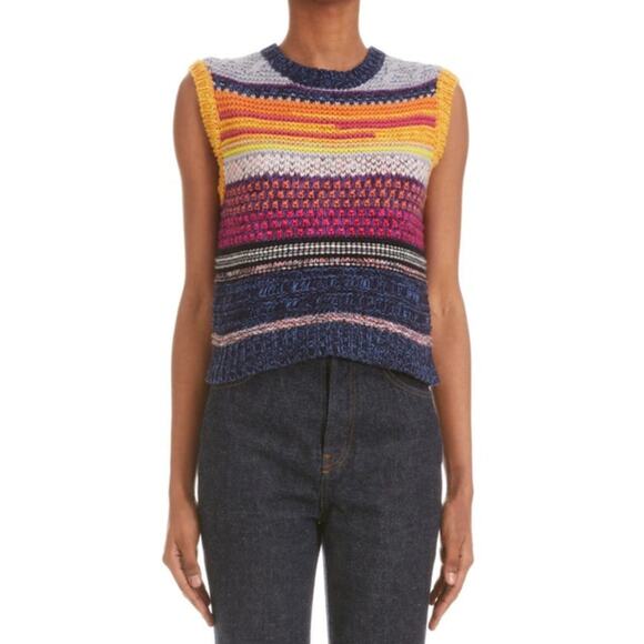 Chloé Striped Sleeveless Cashmere Sweater - Picture 1 of 13